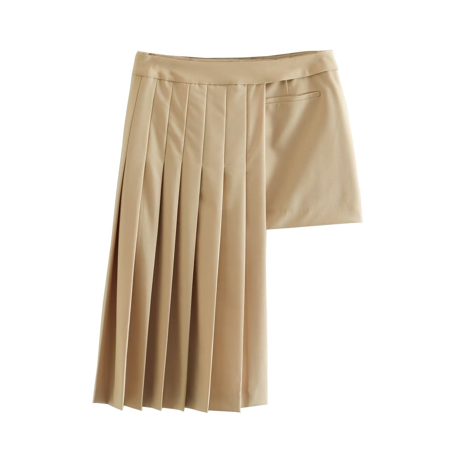 European and American Pleated Asymmetric Halfskirt