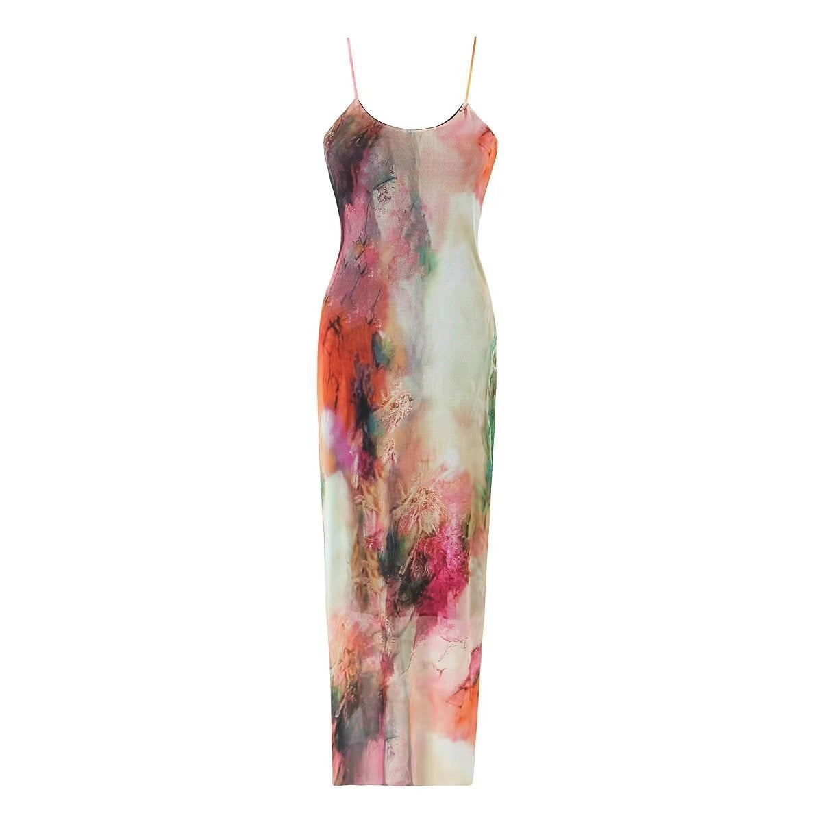 Abstract Sleeveless Midi Long Dress