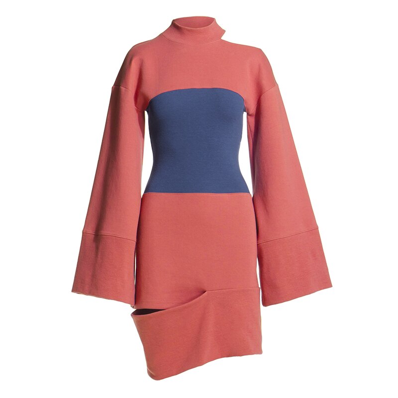 Abstract Color Block Contrast Dress