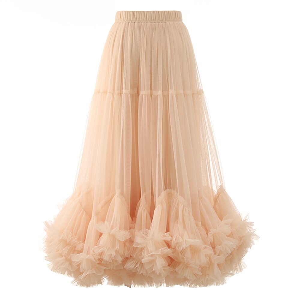 Mesh High Waist A Line Princess Skirt