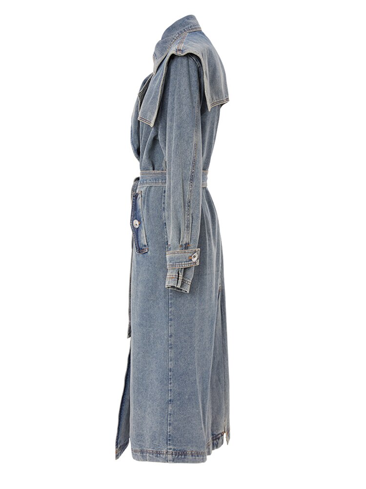 Denim Long Trench Coat