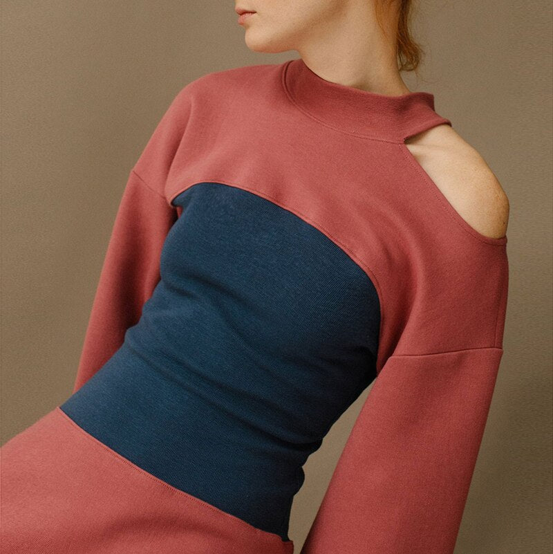 Abstract Color Block Contrast Dress