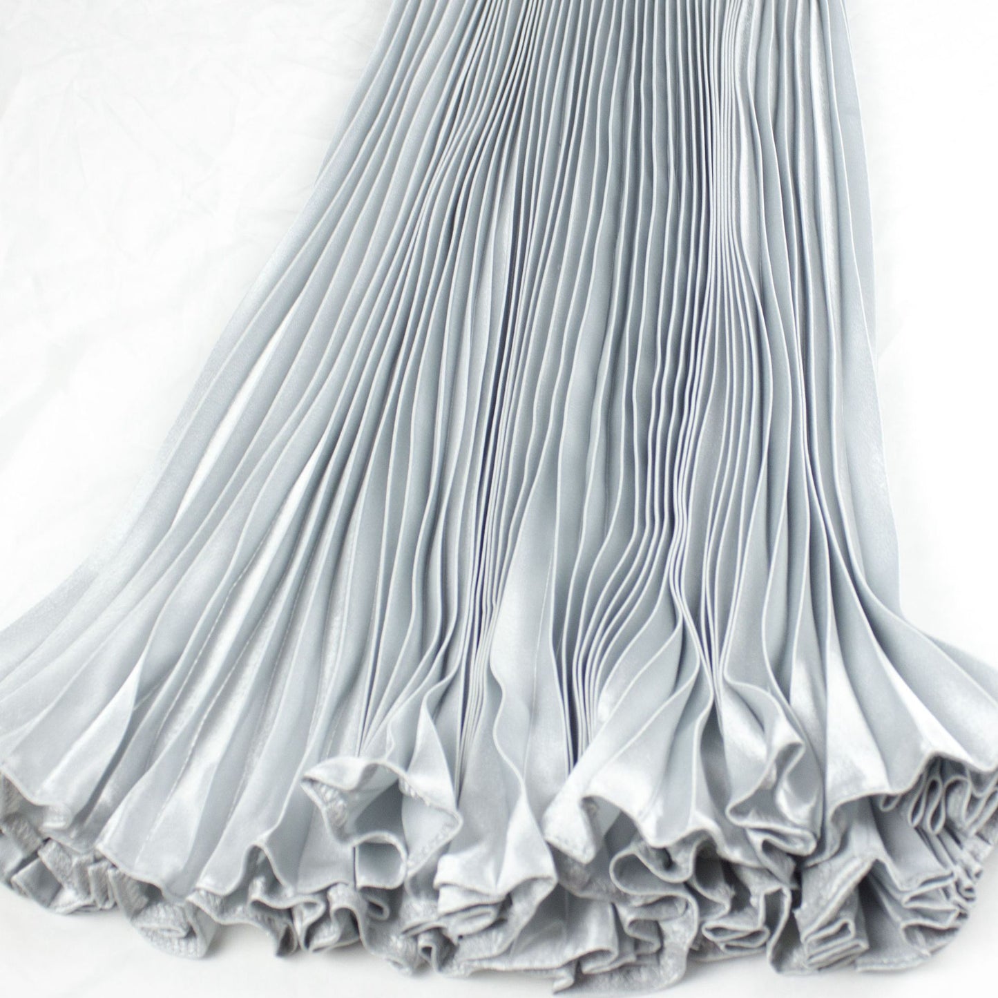 Satin Metallic Pleated Skirt Long Organ Skirt Long Skirt