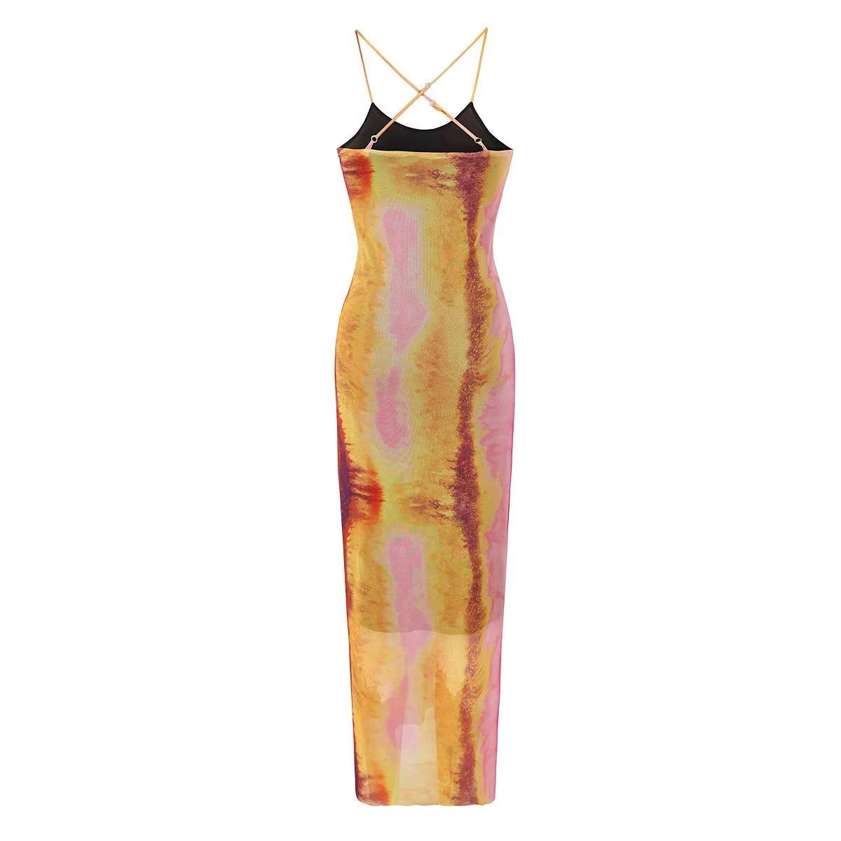 Abstract Sleeveless Midi Long Dress