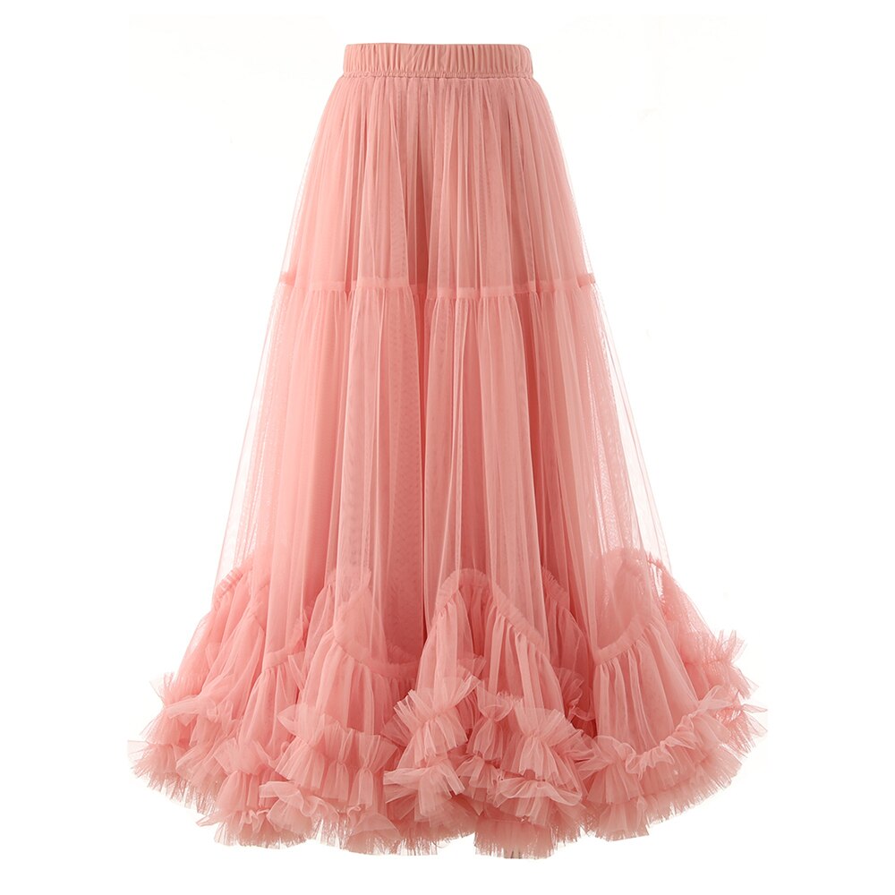 Mesh High Waist A Line Princess Skirt