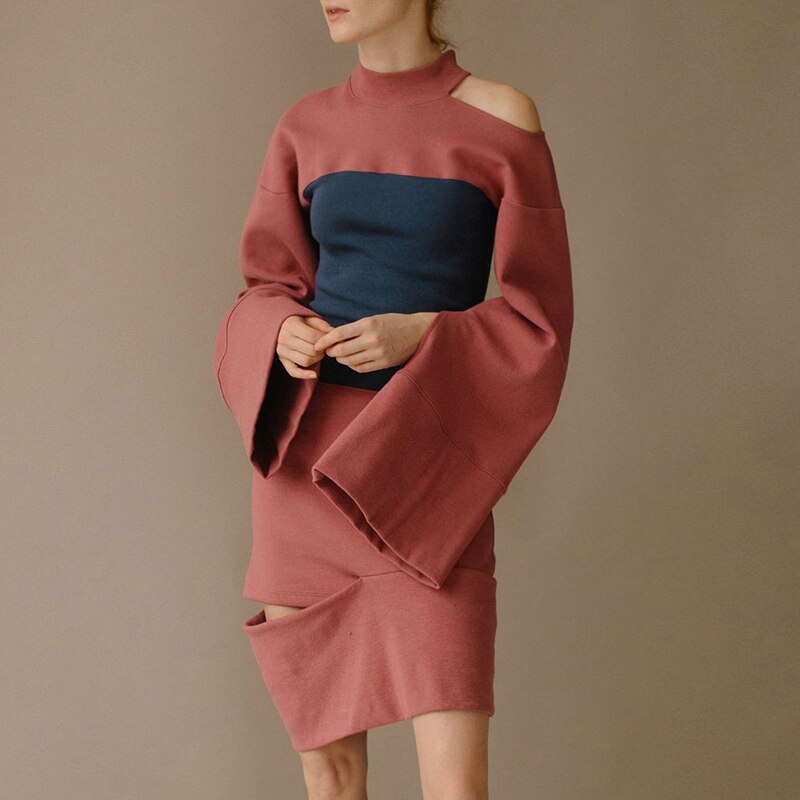 Abstract Color Block Contrast Dress