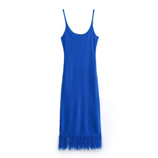 Sleeveless Fringe Long Dresses